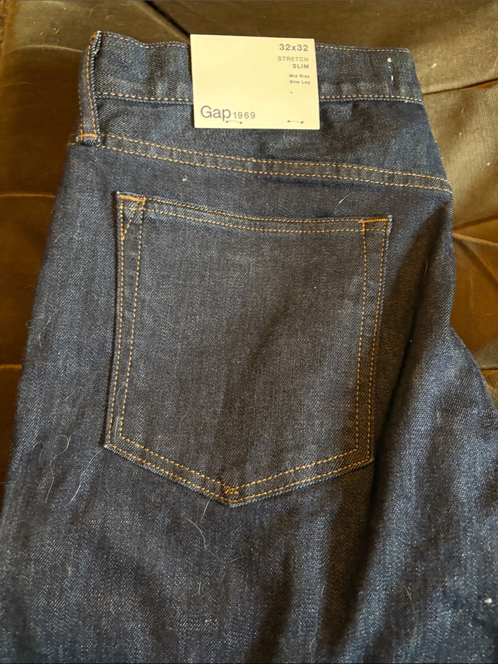 GAP Dark Indigo Stretch Slim Jeans with Gold Stitching
